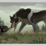 Robin returns to her pup, named only "Baby," without food. The young wolf found himself a branch of blueberries.